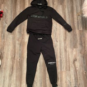 Essentials sweater and sweatpants, size small, black, unisex, never worn